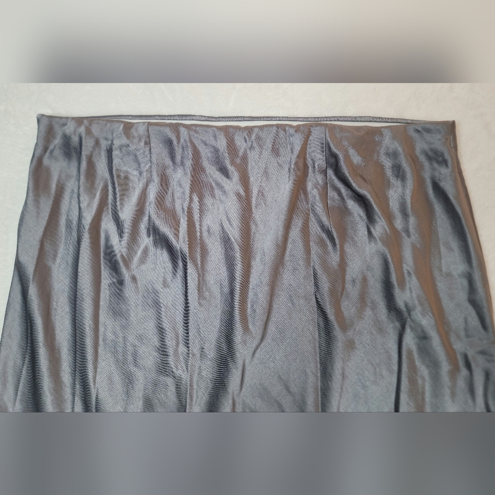 Madewell Bias-Cut Satin Maxi Slip Skirt Size 12 Dusk Gray Elastic Waist Flowy - Picture 10 of 16